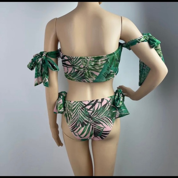 Floral Tropical Print Multicolor Three Piece Cover-up and Swimsuit Set - Picture 12 of 13